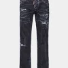 Black Destroyed Wash Sharpei Flared Bootcut Jeans