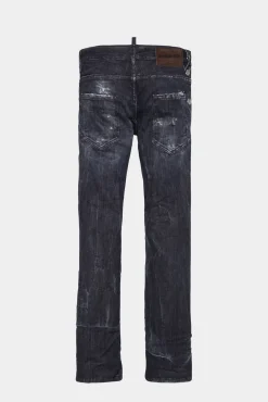 Black Destroyed Wash Sharpei Flared Bootcut Jeans