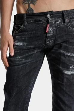 Black Destroyed Wash Sharpei Flared Bootcut Jeans
