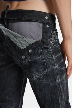 Black Destroyed Wash Sharpei Flared Bootcut Jeans