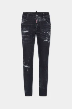 Black Destroyed Wash Skater Jeans