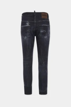 Black Destroyed Wash Skater Jeans