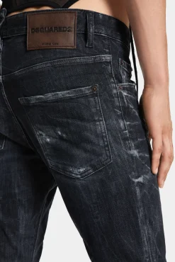 Black Destroyed Wash Skater Jeans