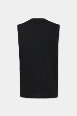 Black Pressato Cigarette Fit Sleeveless T-Shirt