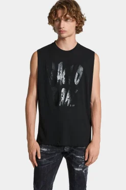 Black Pressato Cigarette Fit Sleeveless T-Shirt