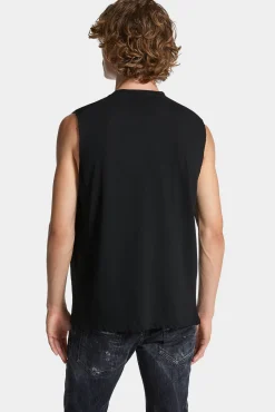 Black Pressato Cigarette Fit Sleeveless T-Shirt
