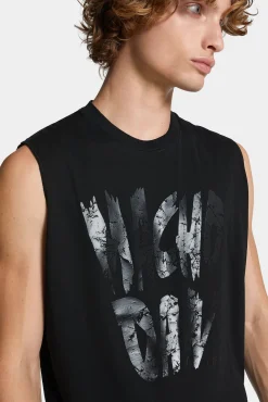 Black Pressato Cigarette Fit Sleeveless T-Shirt