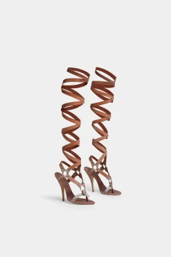 Bondage Thigh-High Heeled Sandals