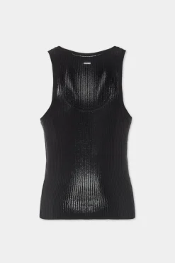 Coated Ribbed Knit Top