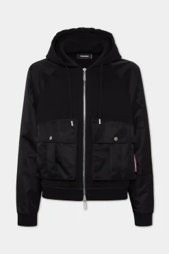 Cropped Relax Fit Utility Hoodie