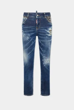 Dark Broken Knee Wash Cool Girl Jeans