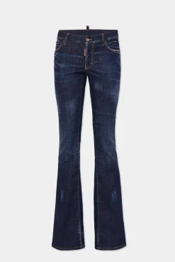 Dark Clean Wash Medium Waist Flare Jeans