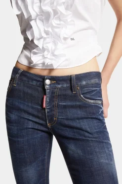Dark Clean Wash Medium Waist Flare Jeans