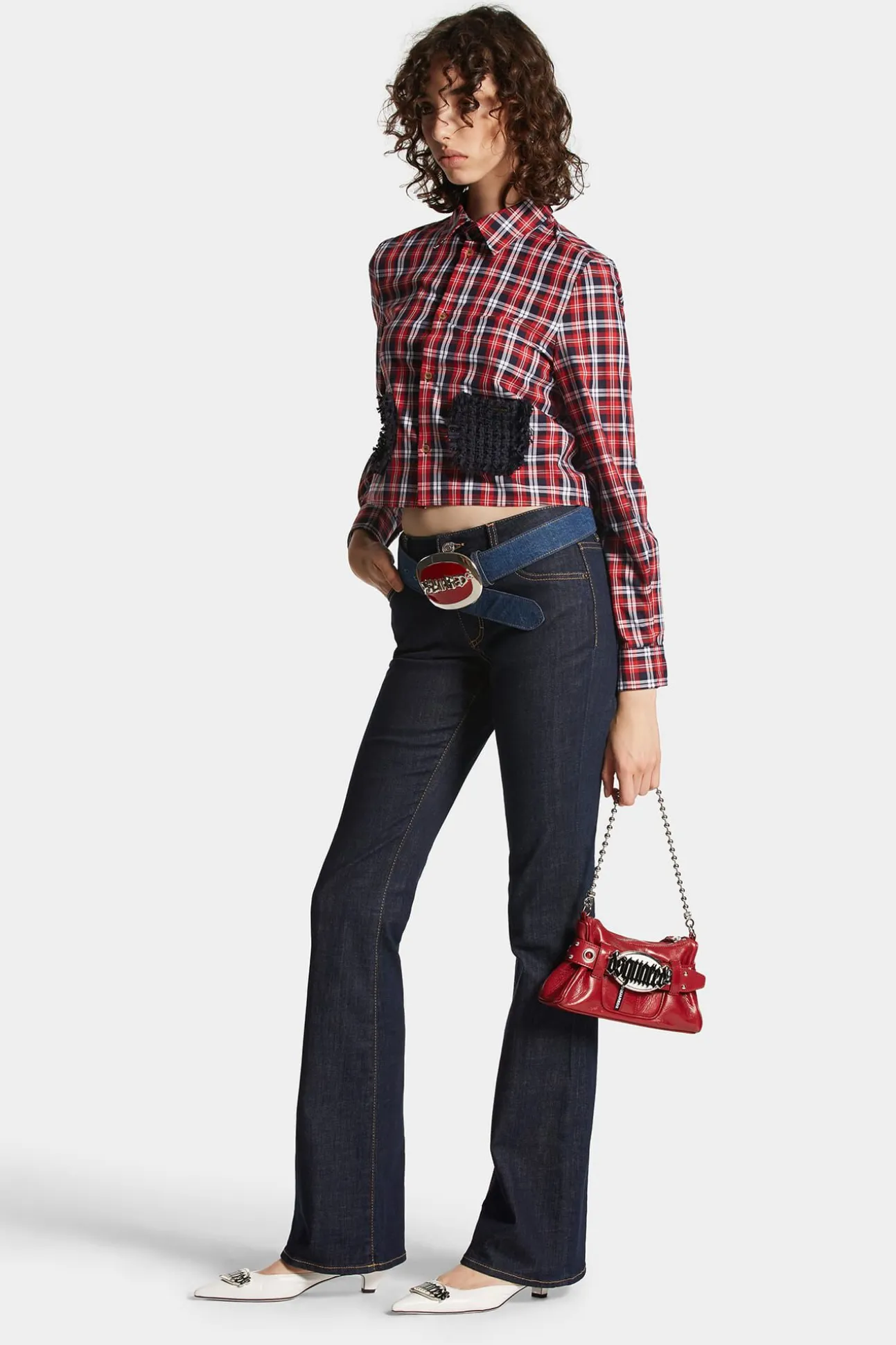 Dark Rince Wash Medium Waist Flare Jeans