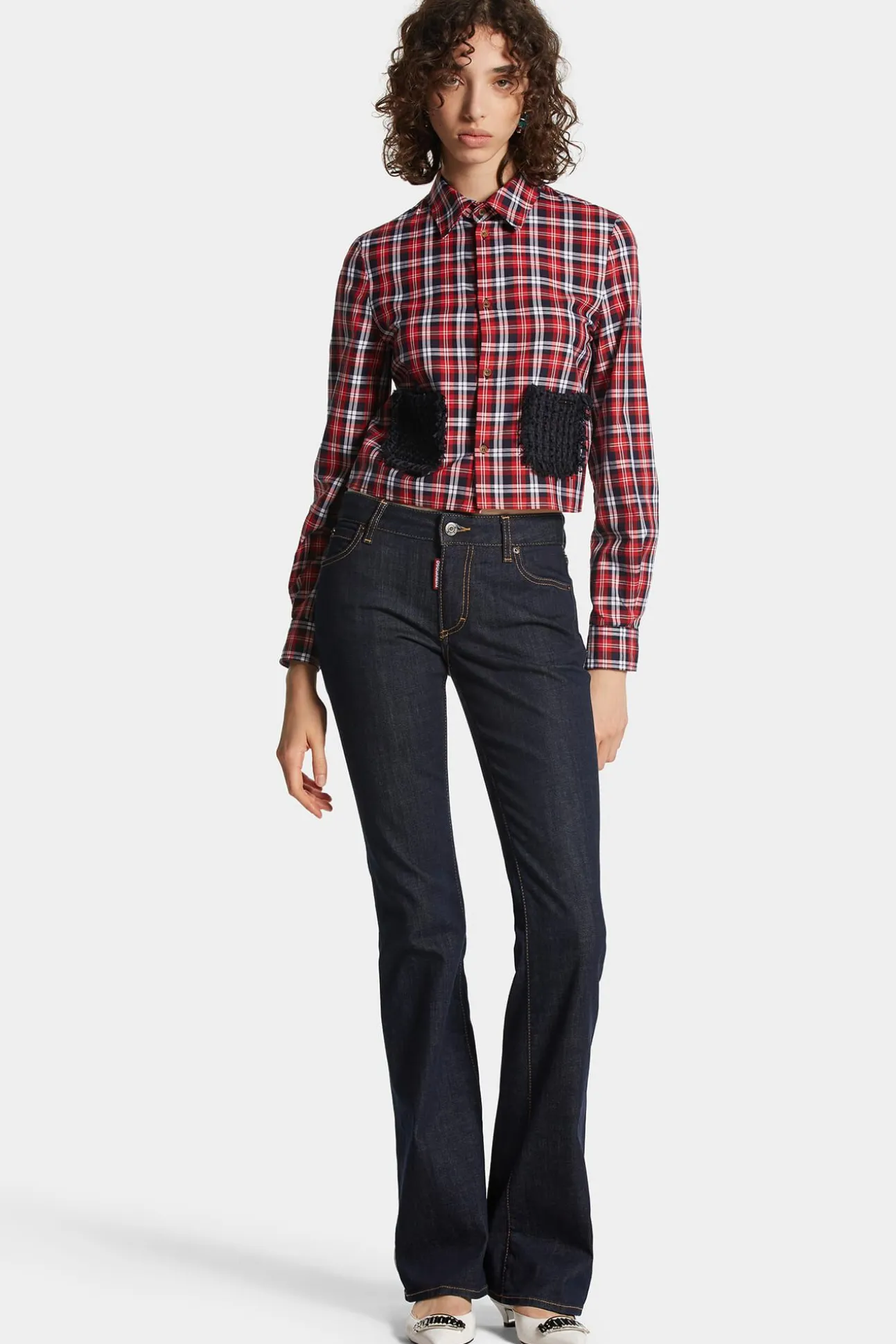 Dark Rince Wash Medium Waist Flare Jeans