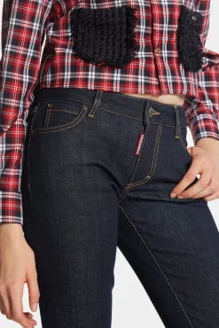 Dark Rince Wash Medium Waist Flare Jeans