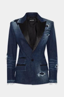 Dark Ripped Wash Dark Ripped Tuxedo Blazer