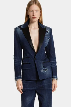 Dark Ripped Wash Dark Ripped Tuxedo Blazer