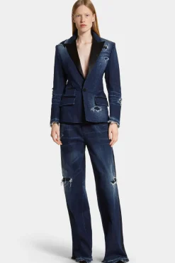 Dark Ripped Wash Dark Ripped Tuxedo Blazer