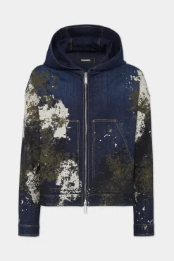 Dark Urban Camo Wash Workwear Zipped Jacket