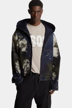 Dark Urban Camo Wash Workwear Zipped Jacket