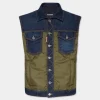 Dark Urban Wash Denim Puffer Vest