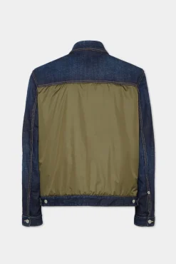 Dark Urban Wash Denim Puffer Jean Jacket