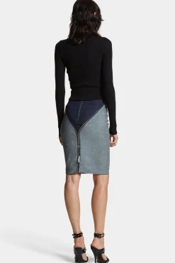 Dark Urban Wash Upside Jeans Skirt