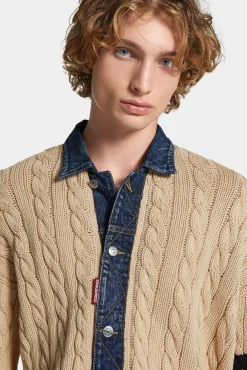 Denim Detail Knit Cardigan