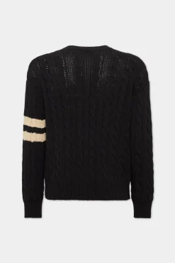 Denim Detail Knit Pullover