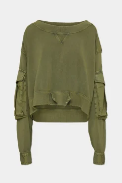 Fade Dyed Multipocket Crewneck Sweatshirt