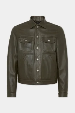 Leather Boxy Jean Jacket