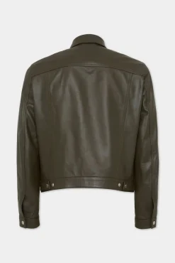Leather Boxy Jean Jacket