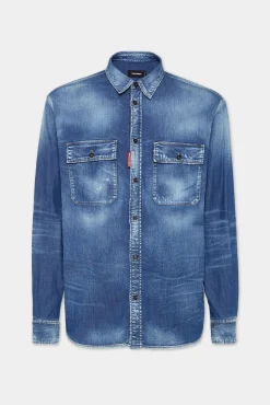 Light Wash Relax Dan Worker Pocket Shirt