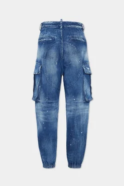Medium Filo Blu Wash Zipped Cargo Pant