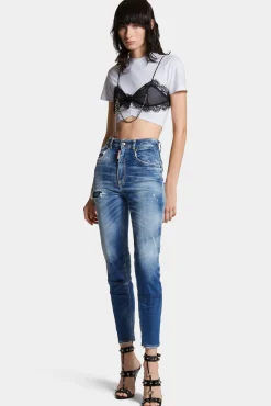 Medium Small Hole Wash High Waist Twiggy Jeans