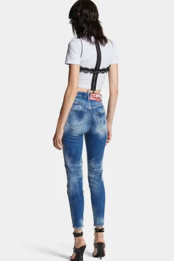 Medium Small Hole Wash High Waist Twiggy Jeans