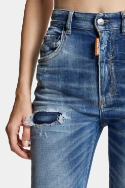 Medium Small Hole Wash High Waist Twiggy Jeans