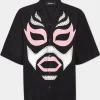 Notch Collar Studded Mask Shirt