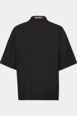 Notch Collar Studded Mask Shirt