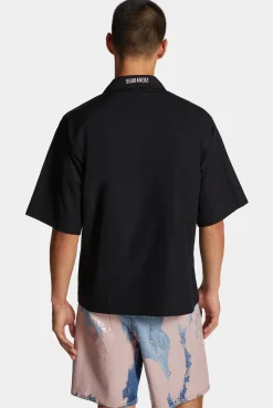 Notch Collar Studded Mask Shirt