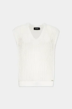 Open-Knit V Neck Vest