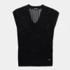 Open-Knit V Neck Vest