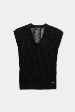 Open-Knit V Neck Vest