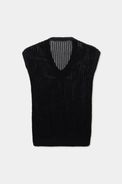Open-Knit V Neck Vest