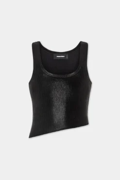 Ribbed Knit Asymmetric Top