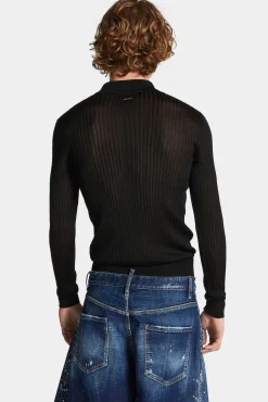 Sequin Stripe Knit Polo