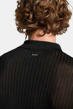 Sequin Stripe Knit Polo