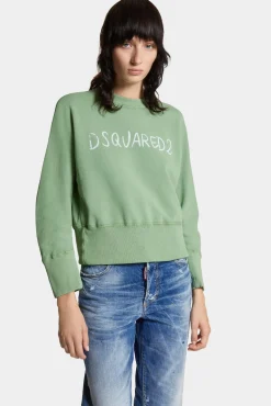 White Fade Dean Fit Handwritten Logo Sweatshirt